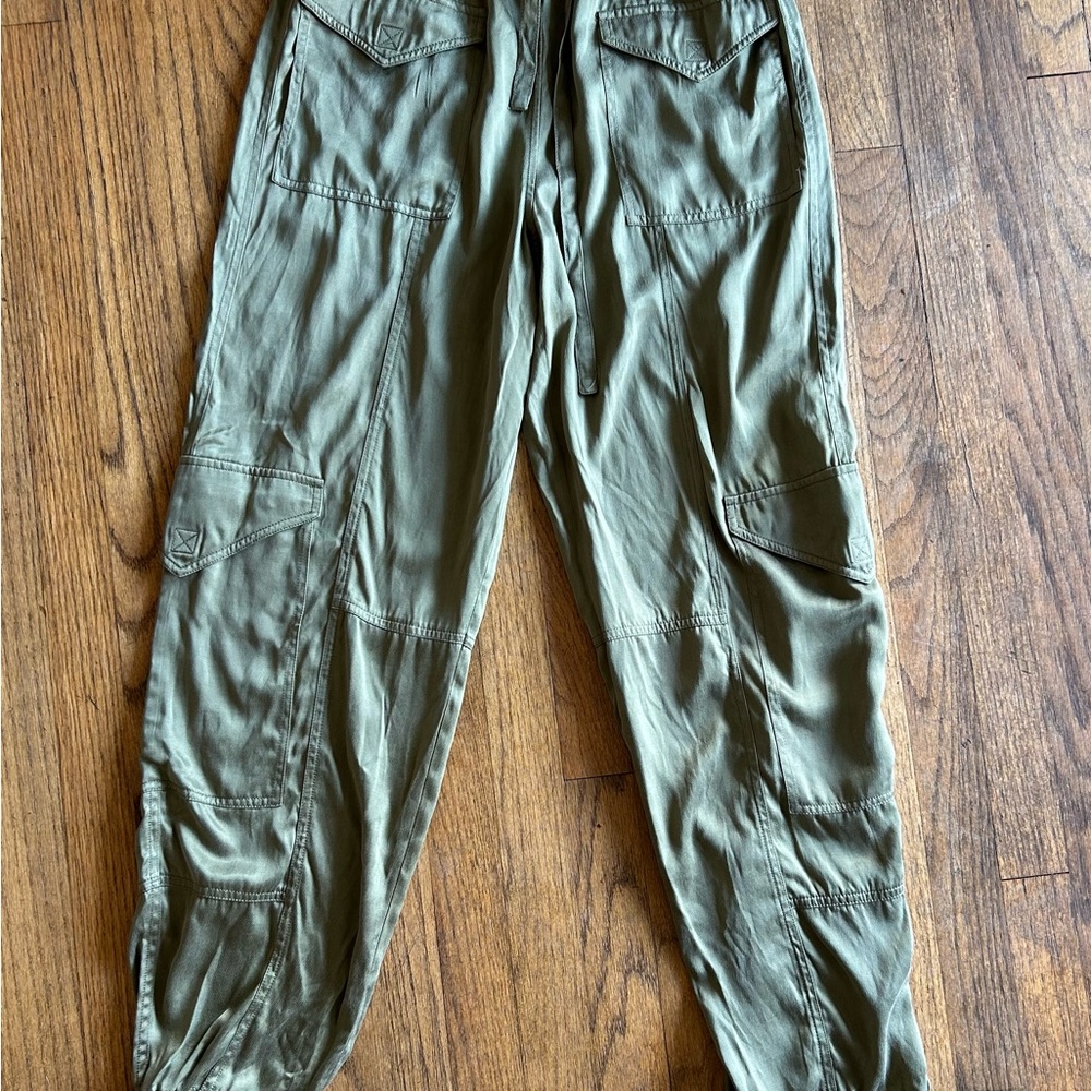 Olive satiny Cargo Pants
